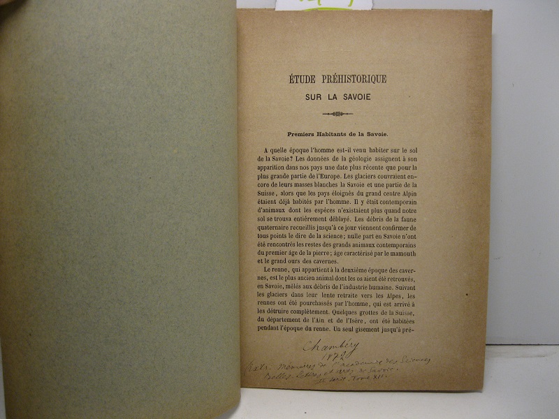 Etude prehistorique sur la Savoie